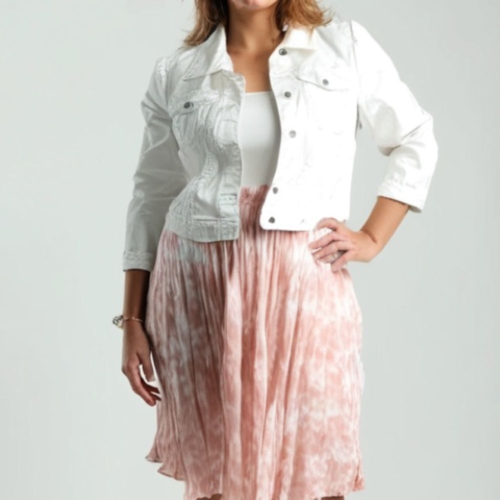 Pink Tie-Dye Crinkle Knee Length‎ Skirt -- 14/16